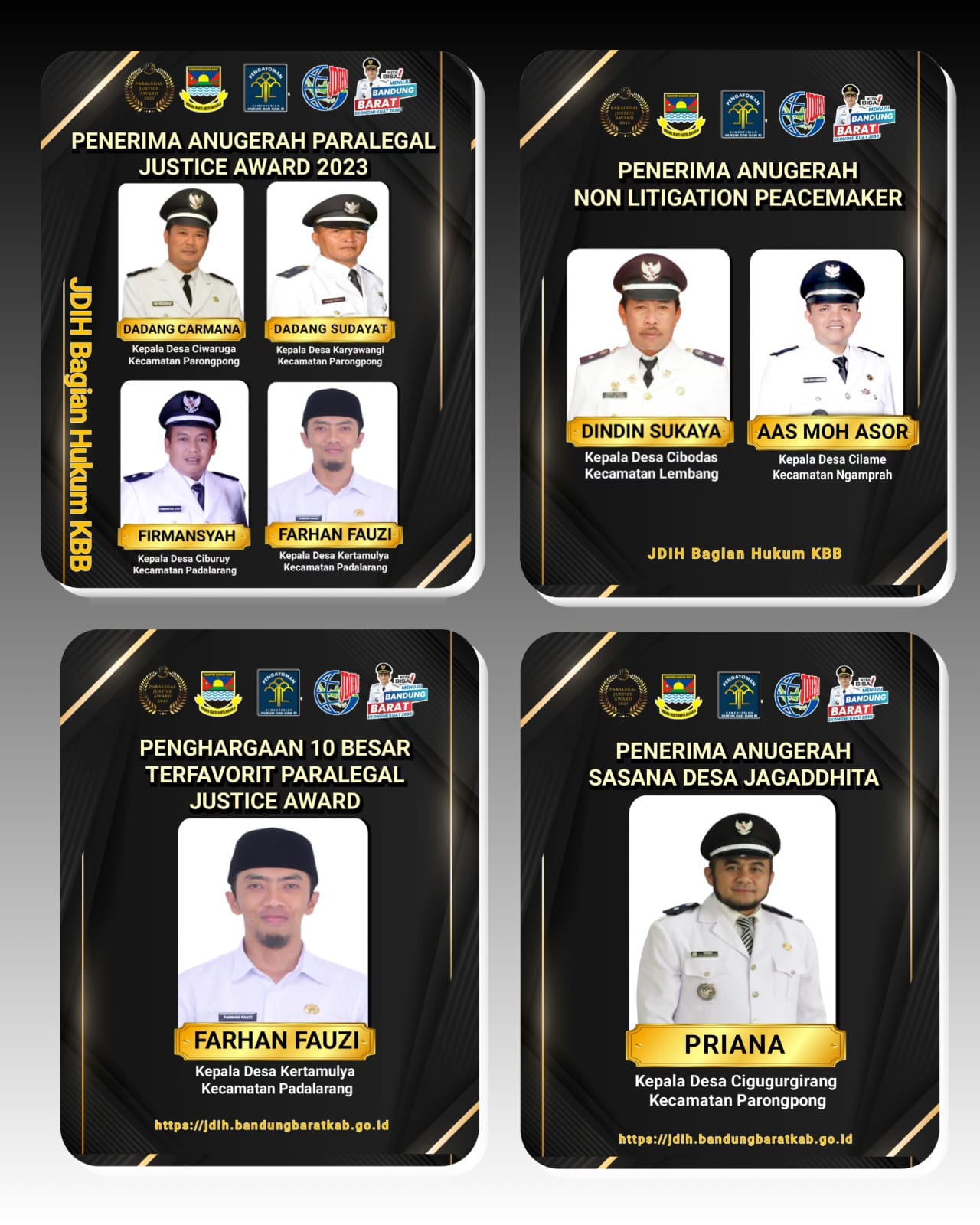 Selamat.. Tujuh Kades KBB Sabet Penghargaan Justice Award Nasional